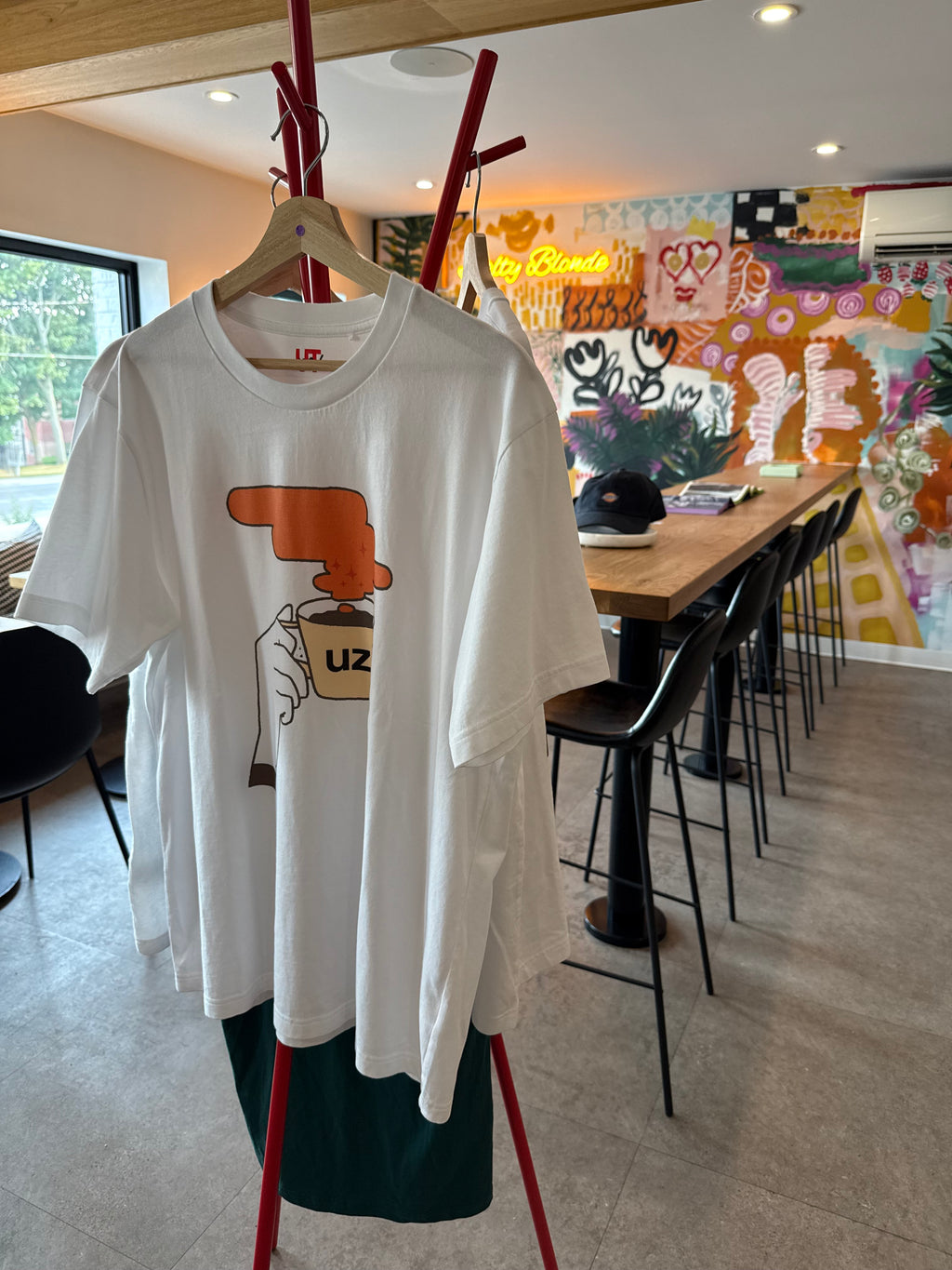 Uzis tees Salty Blonde cafe drop tee